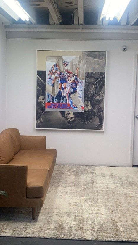 Lounge seating with framed artwork